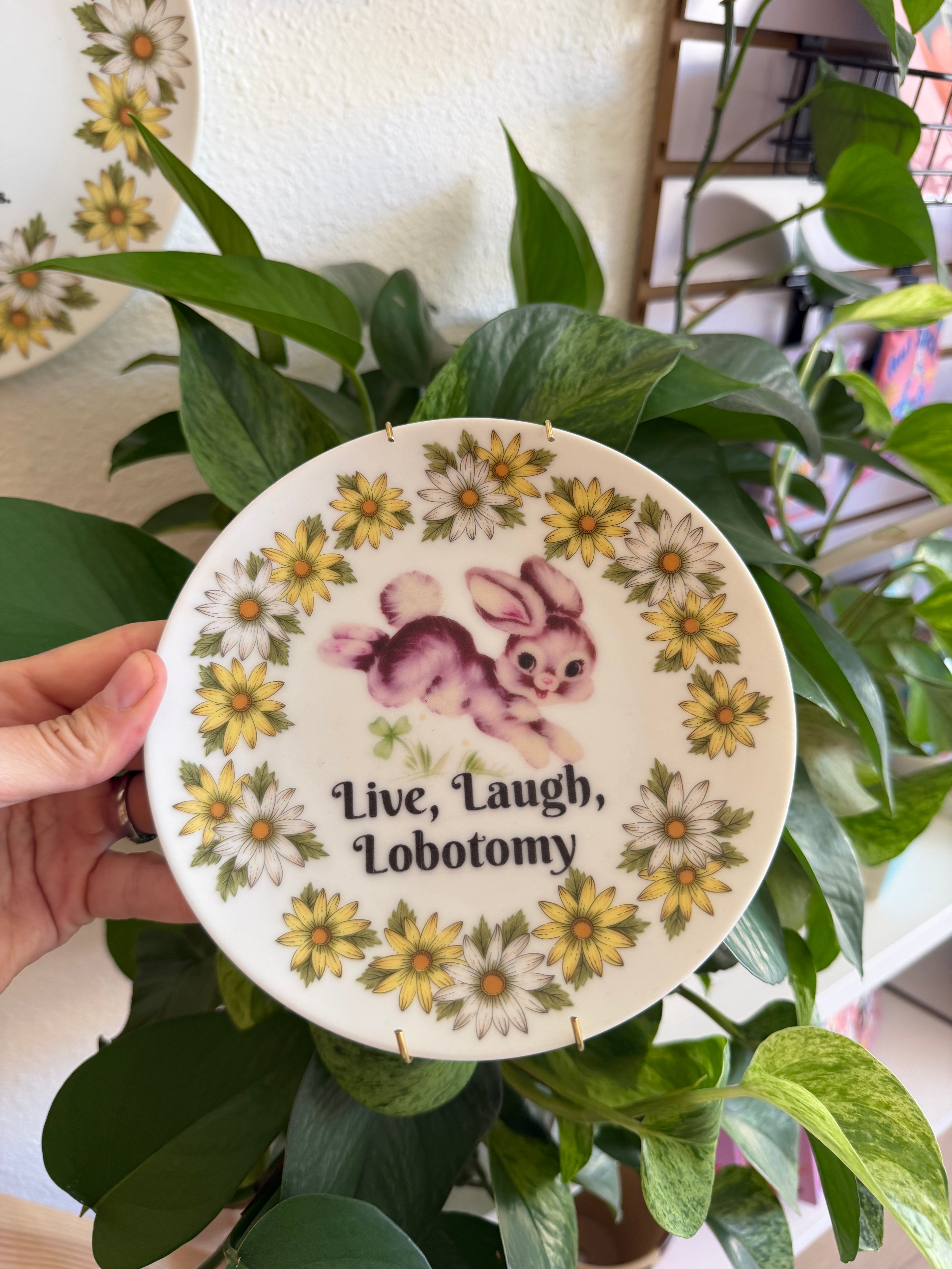 Live, Laugh, Lobotomy Decorative Vintage Dish (Daisy)