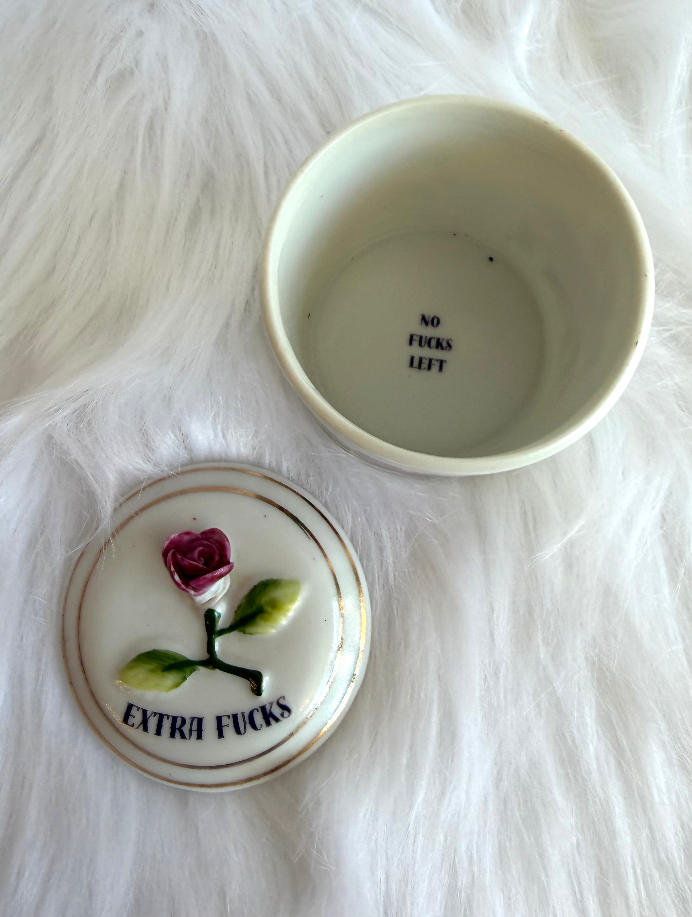 Extra Fucks Vintage Porcelain Jar