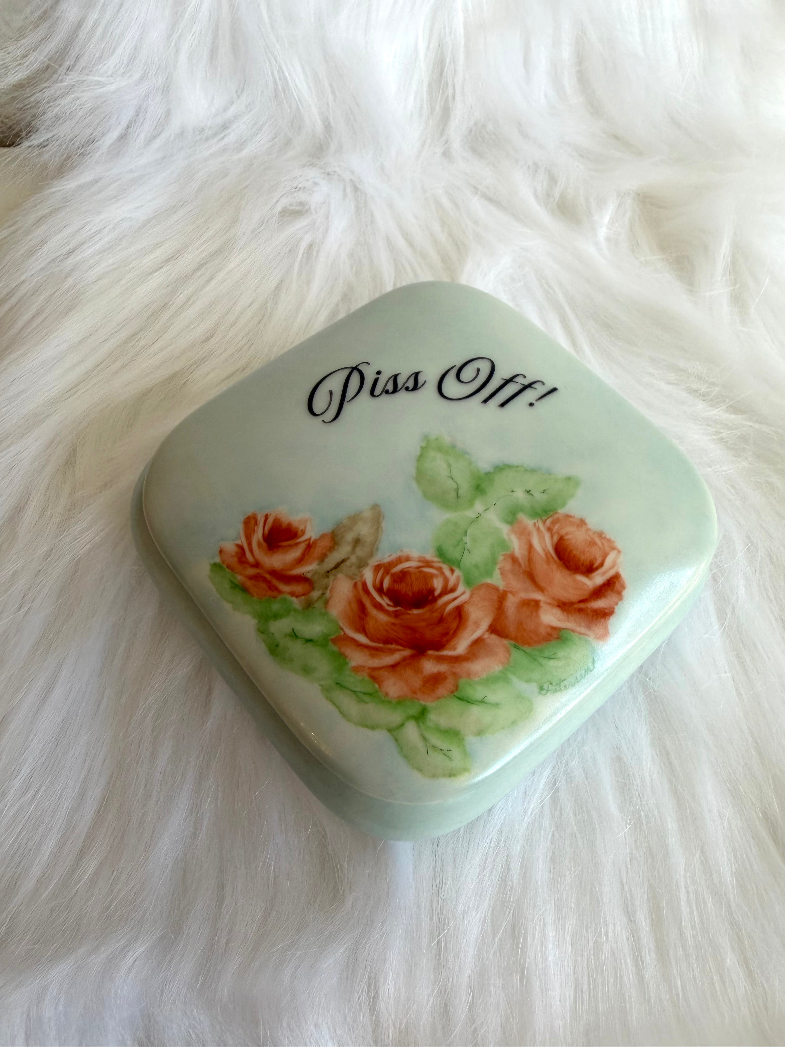 Piss Off Vintage Porcelain Box