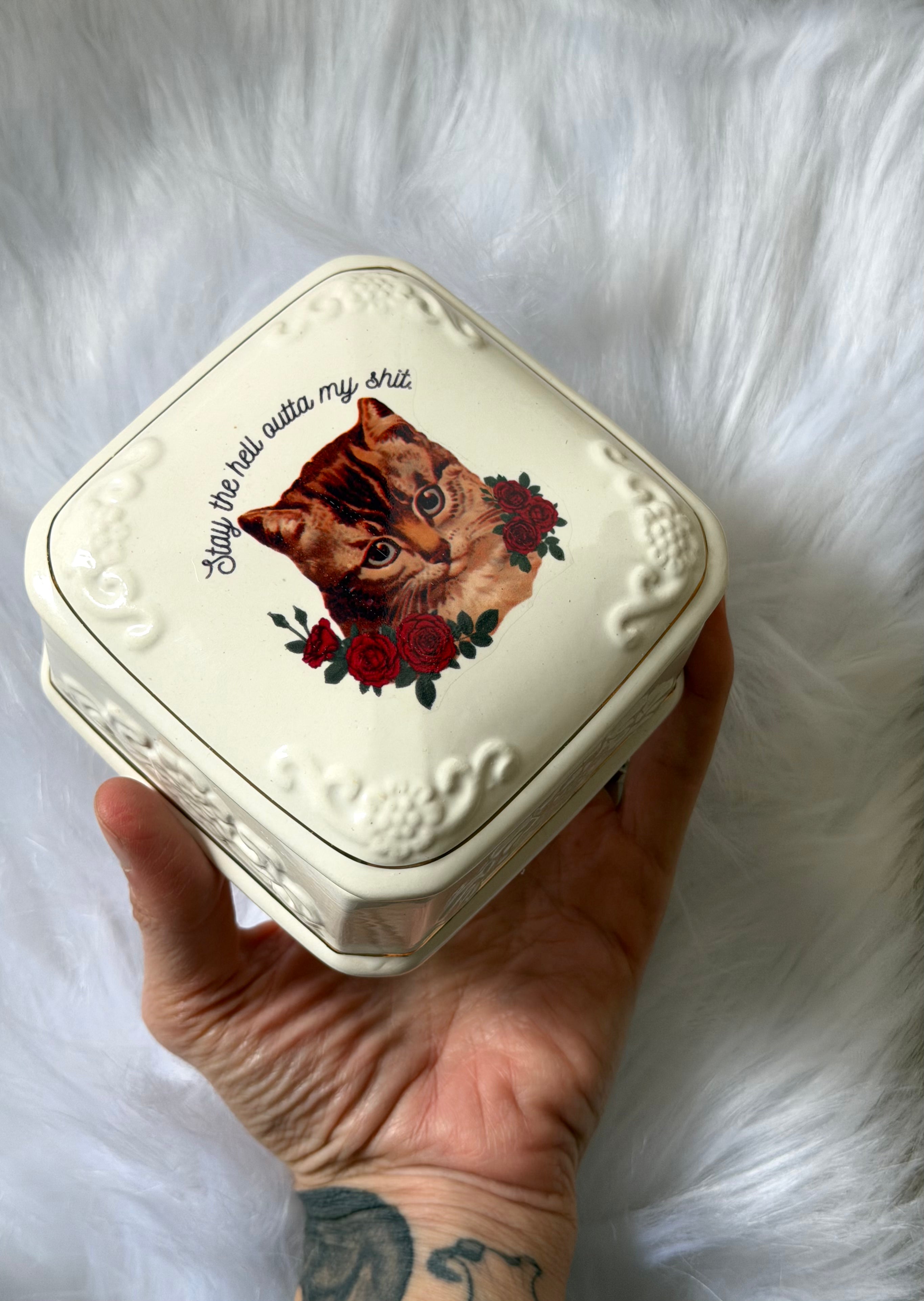 Get Outta My Shit Vintage Porcelain Box