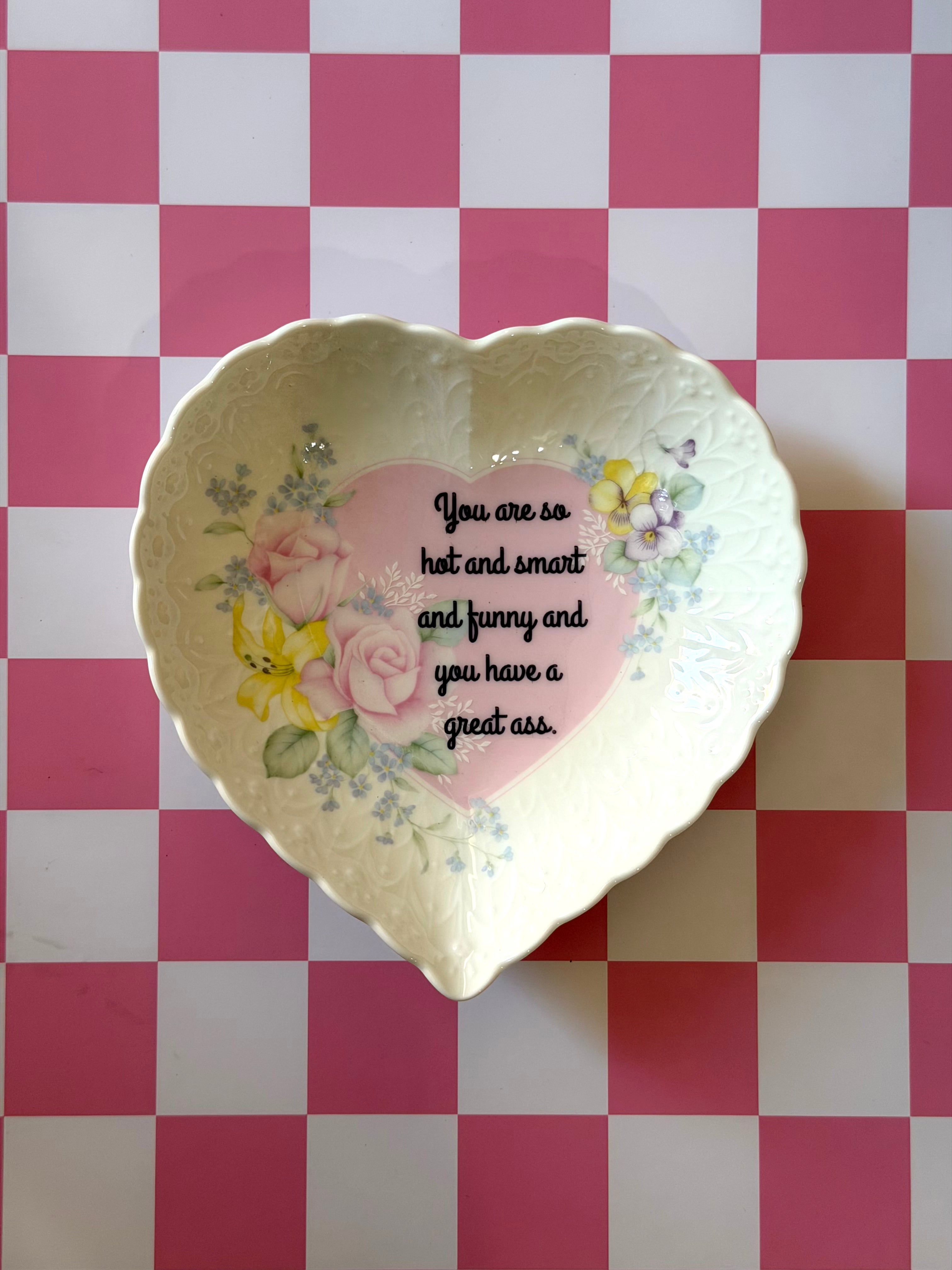 Great Ass Vintage Heart Shaped Trinket Dish