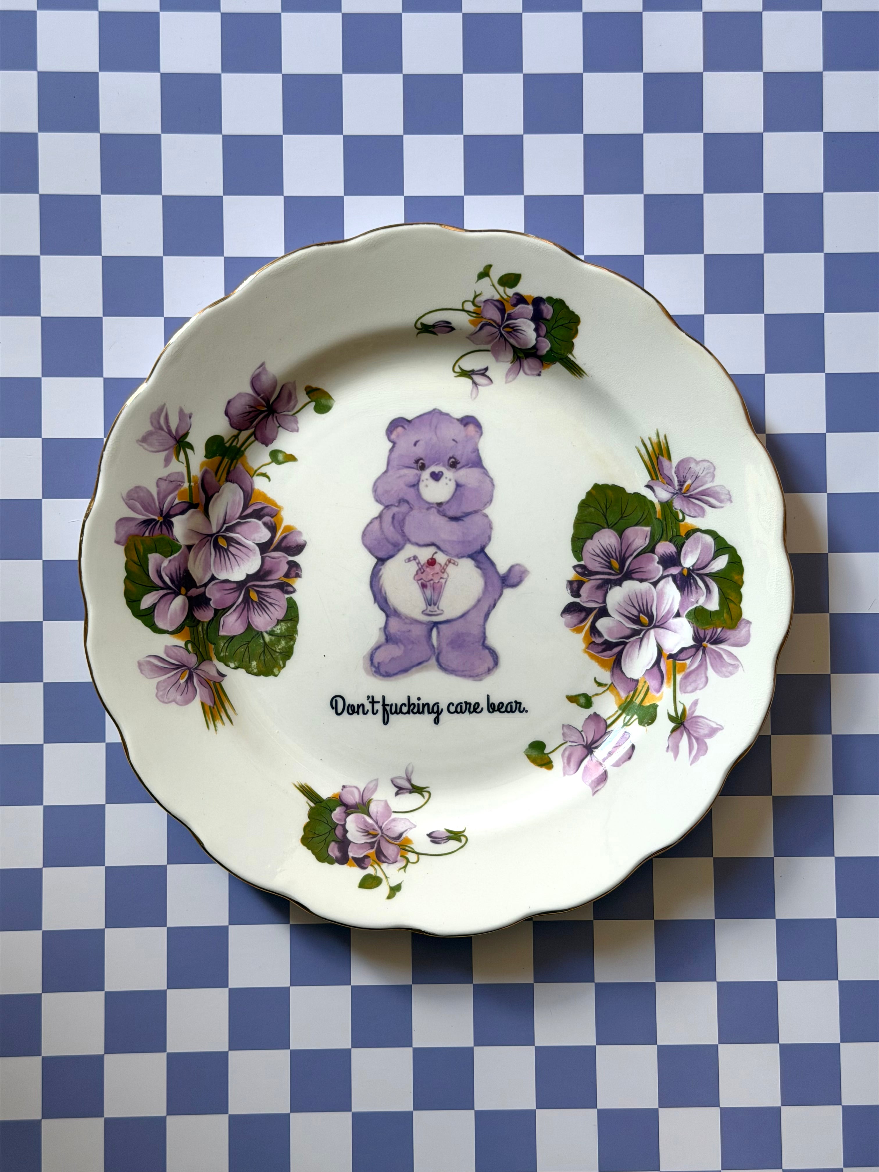 Don't Fucking Care Bear Decorative Dish