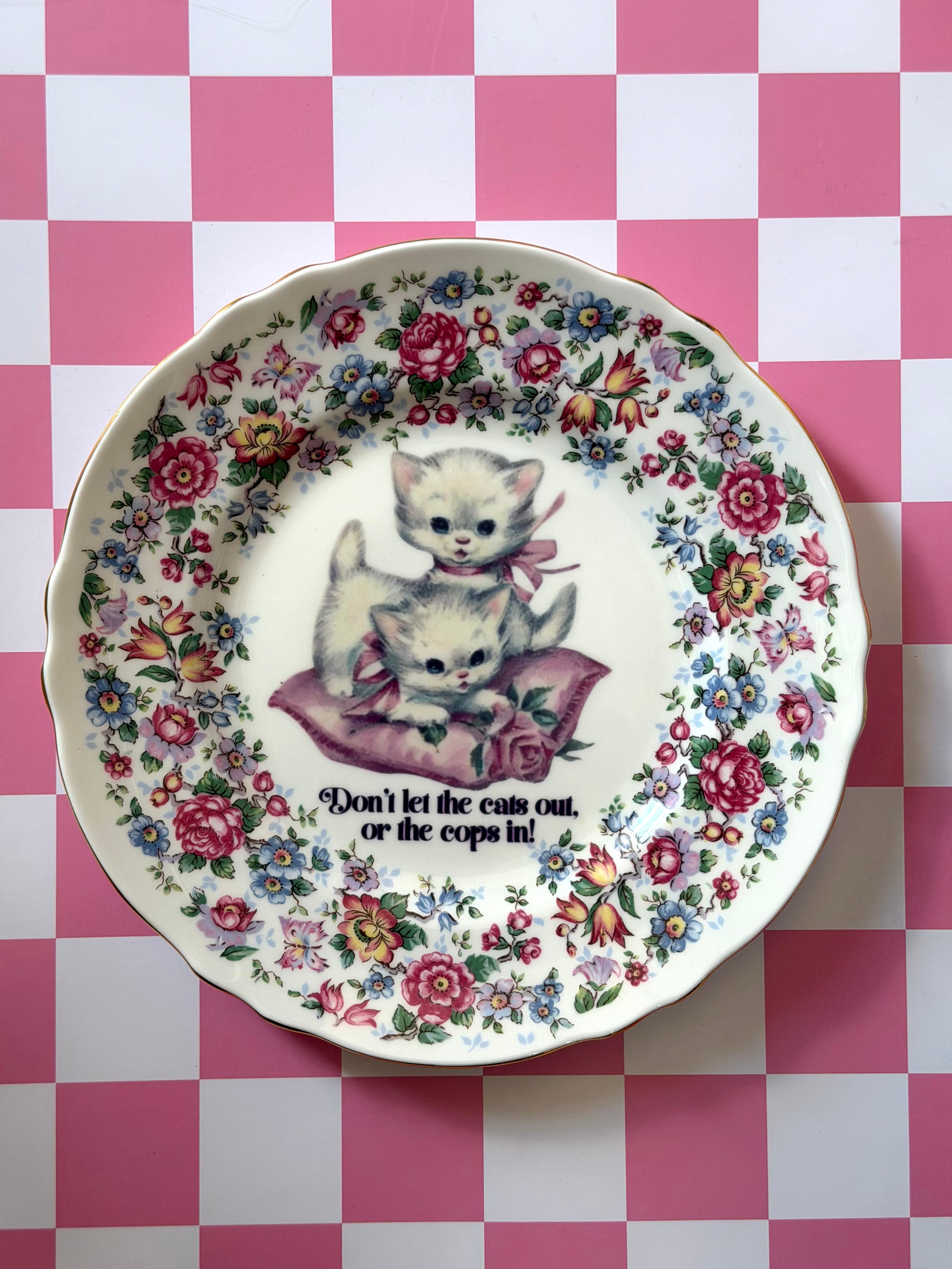 Don't Let The Cats Out Or The Cops In Decorative Vintage Plate