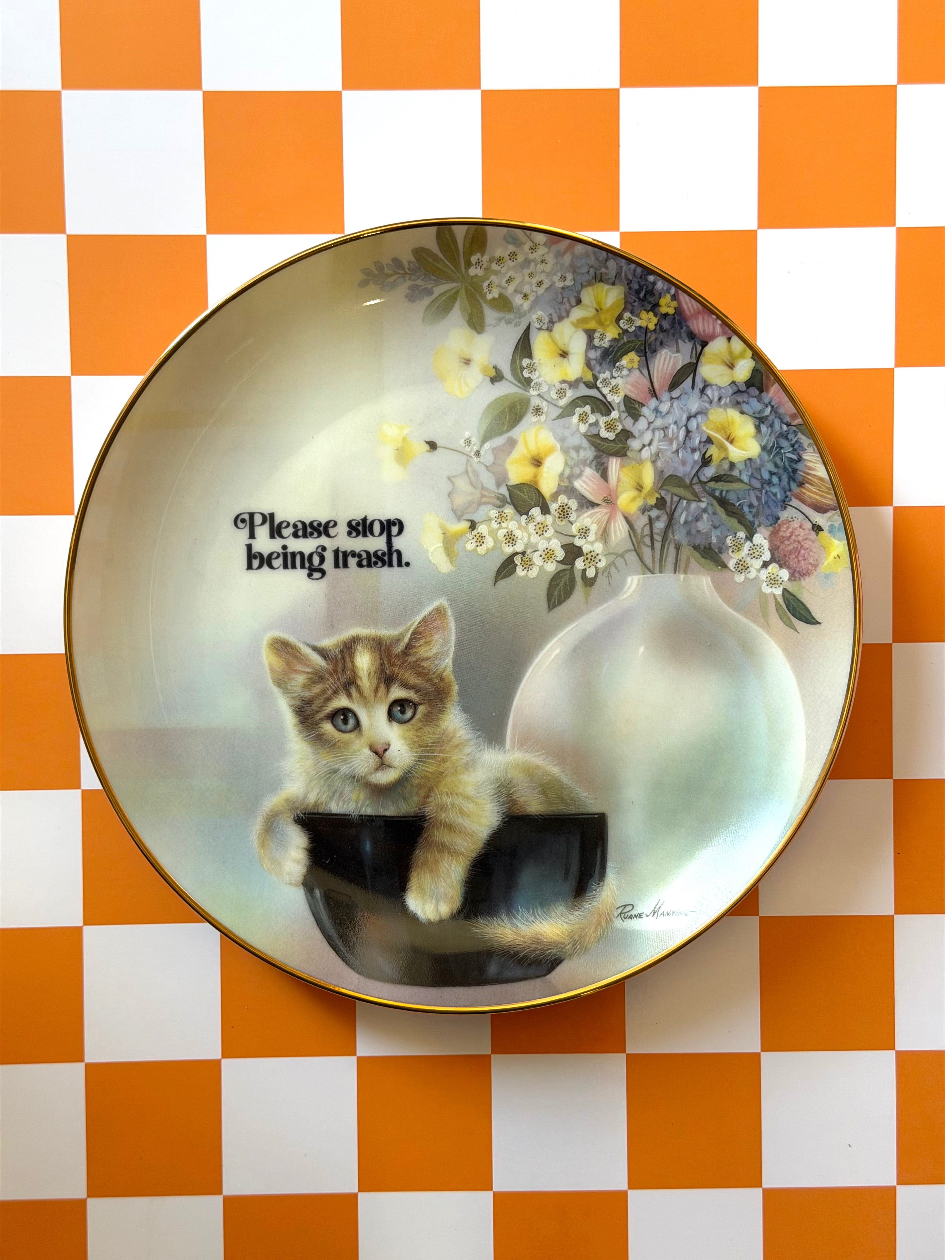 Stop Being Trash Decorative Vintage Plate