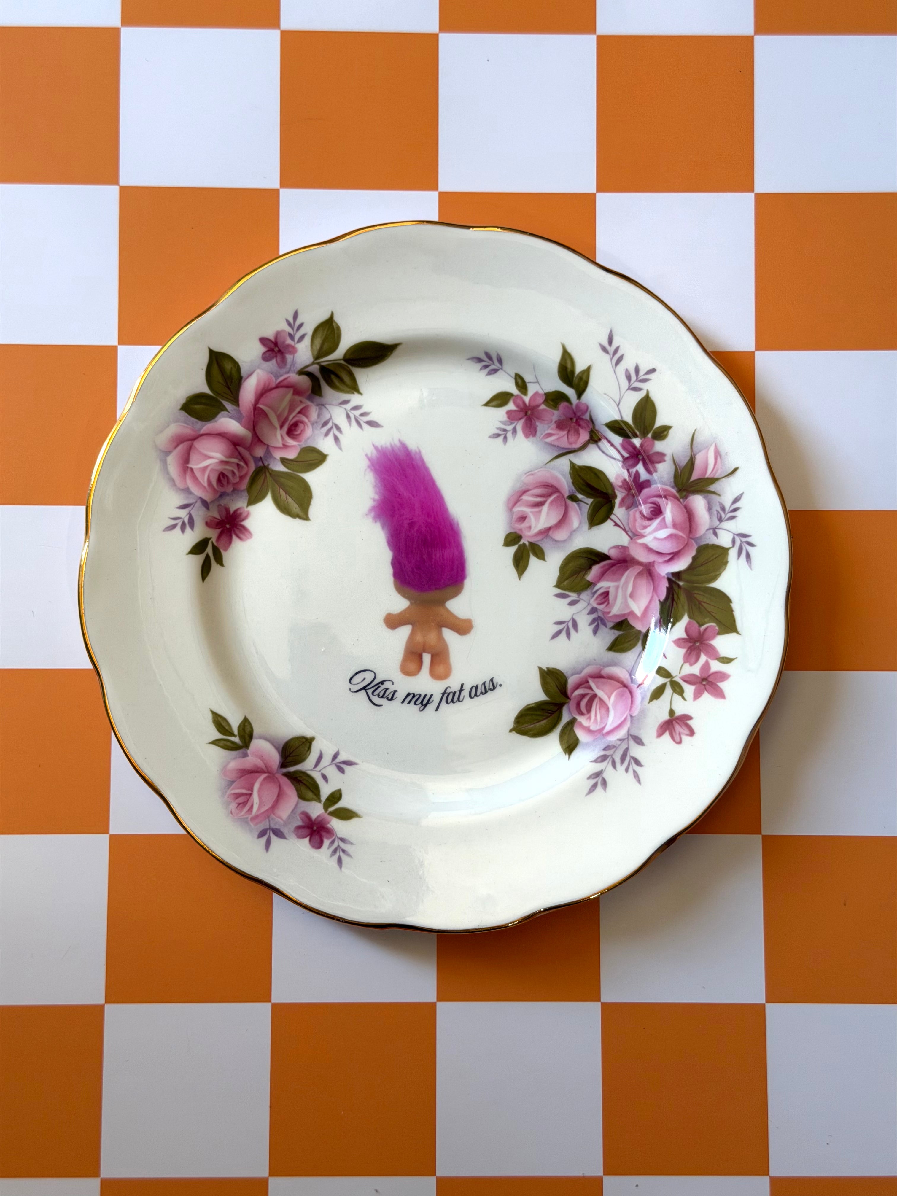 Kiss My Fat Ass Decorative Vintage Plate