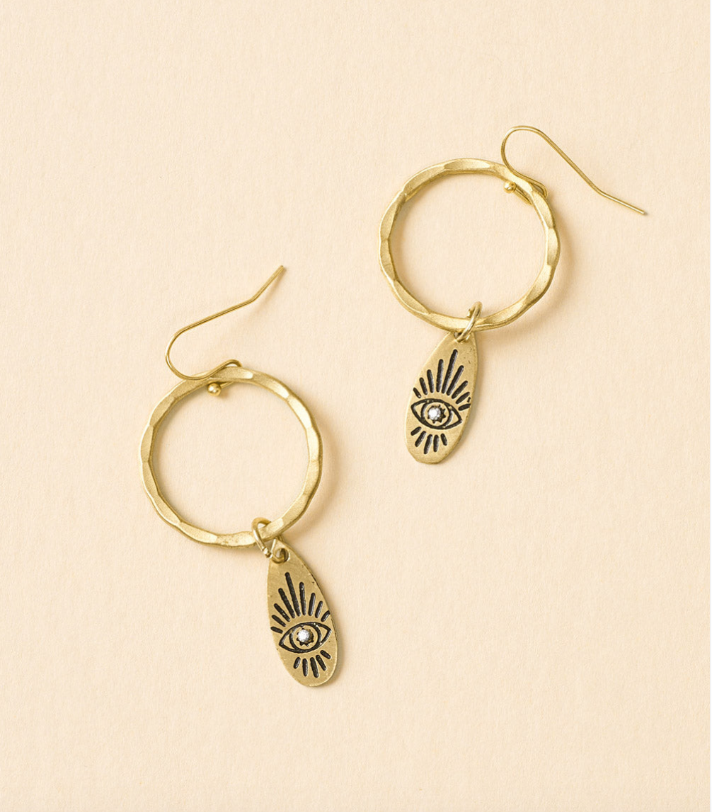 Evil Eye Charm Hoop Earrings