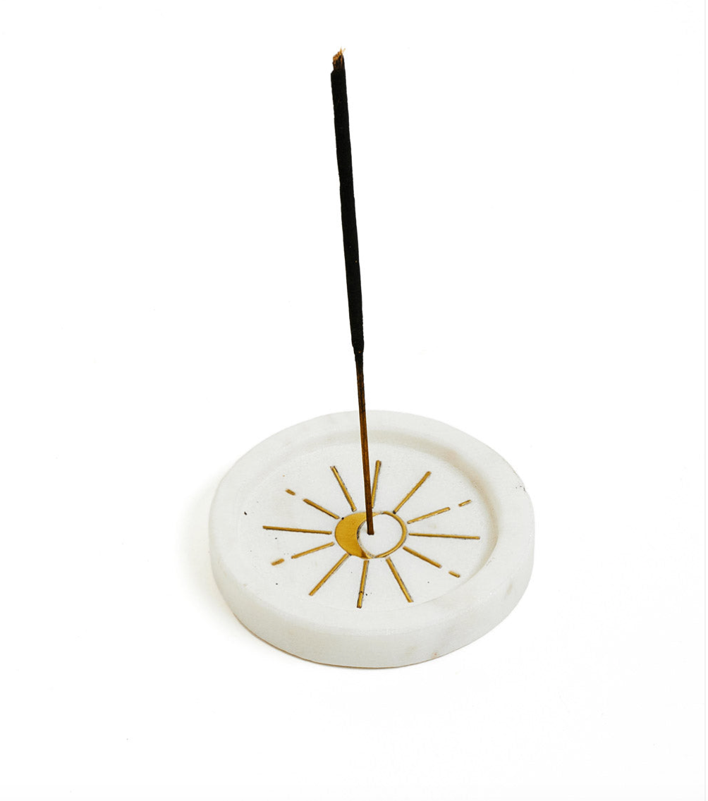 Marble Moon Incense Holder