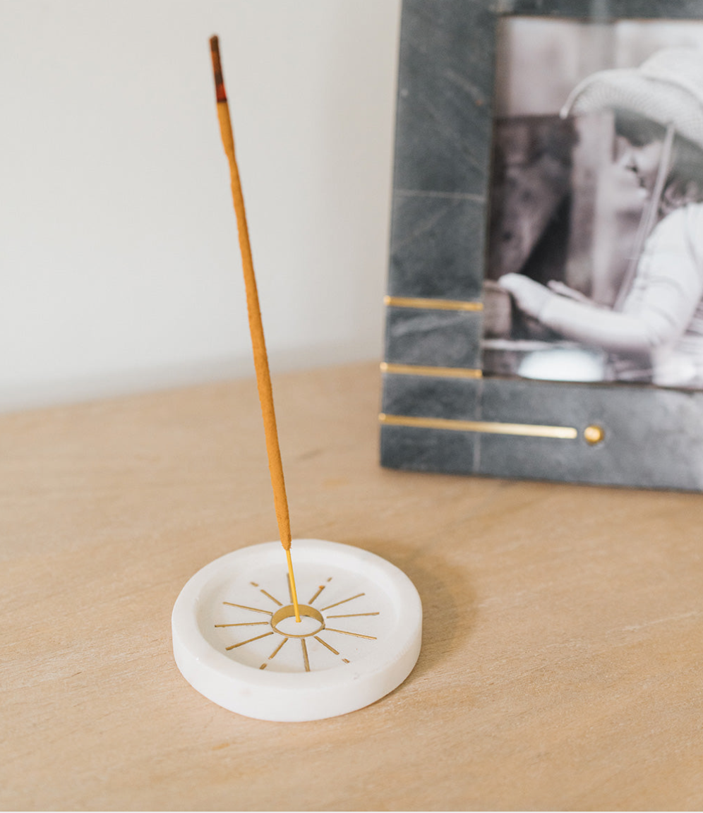 Marble Moon Incense Holder