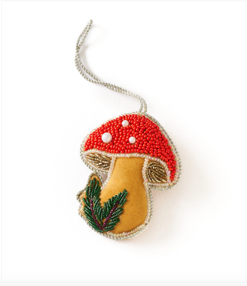 Mushroom Beaded Ornament