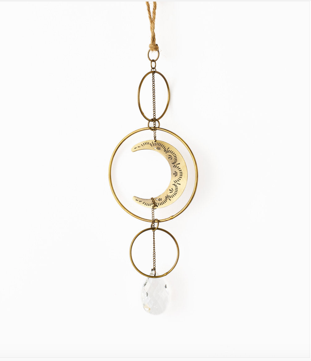 Crescent Moon Brass Suncatcher