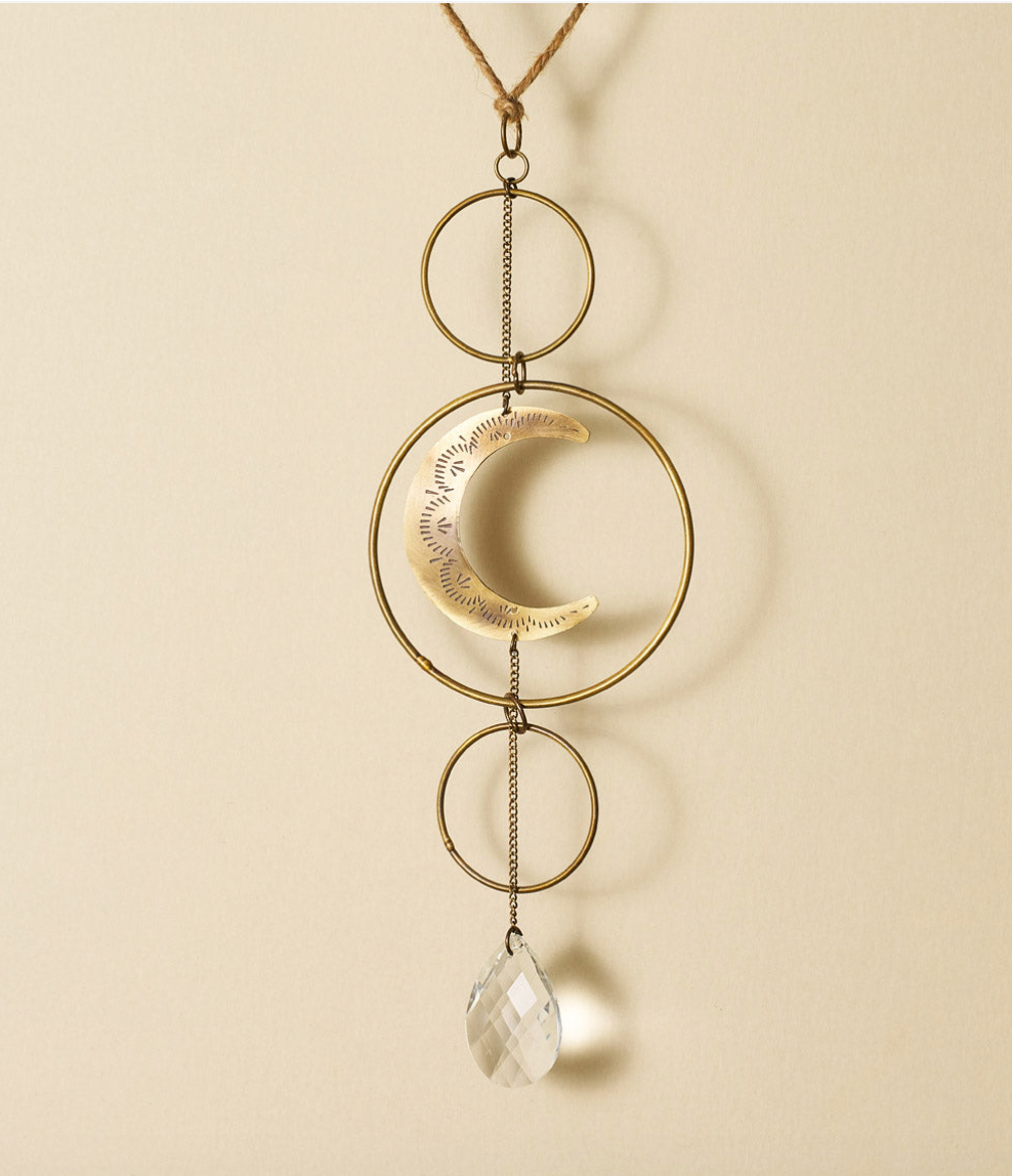 Crescent Moon Brass Suncatcher