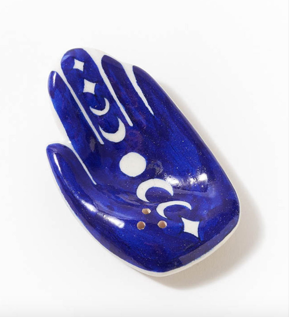 Ceramic Hamsa Moon Phase Incense Holder