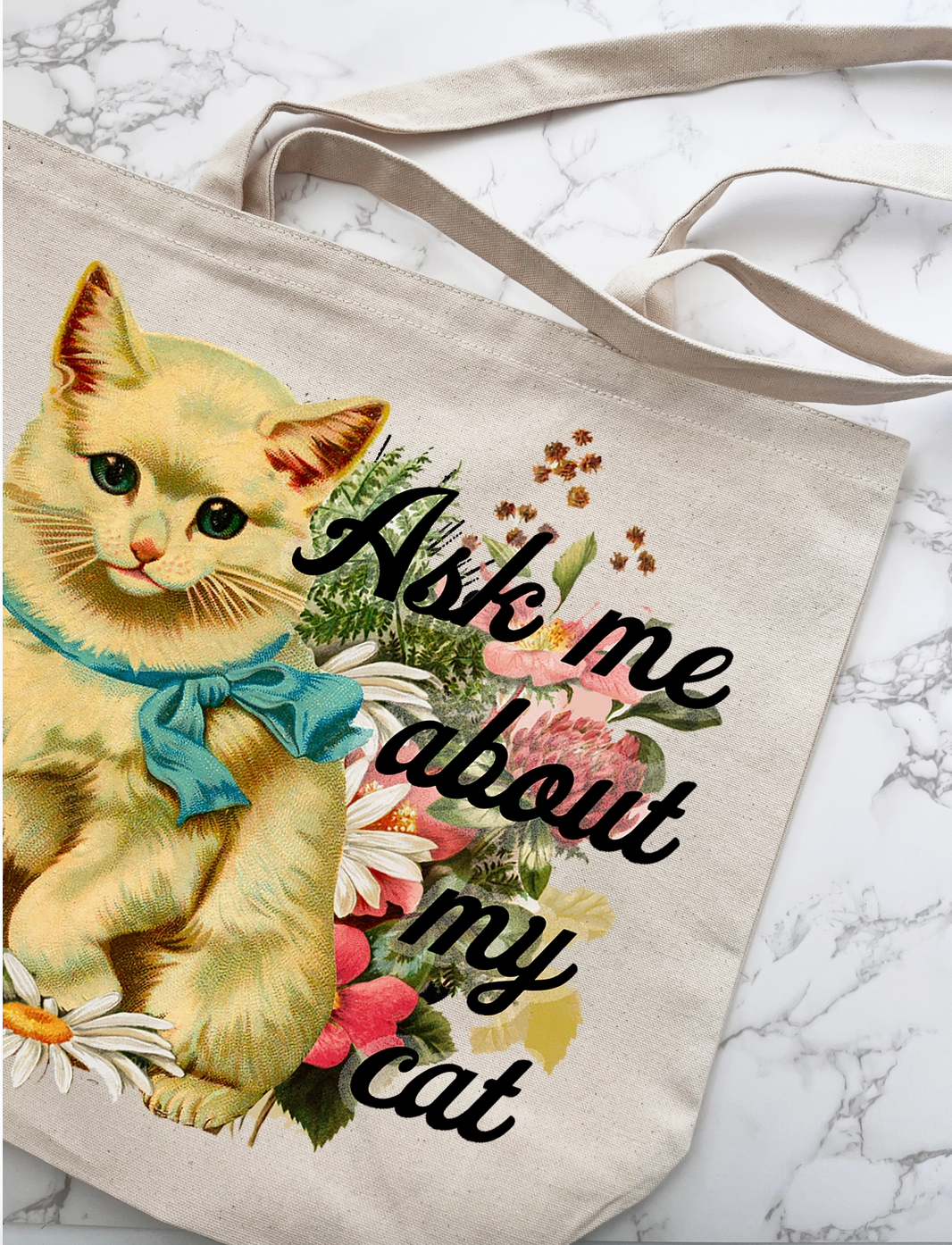 Ask Me About My Cat Canvas Tote Bag