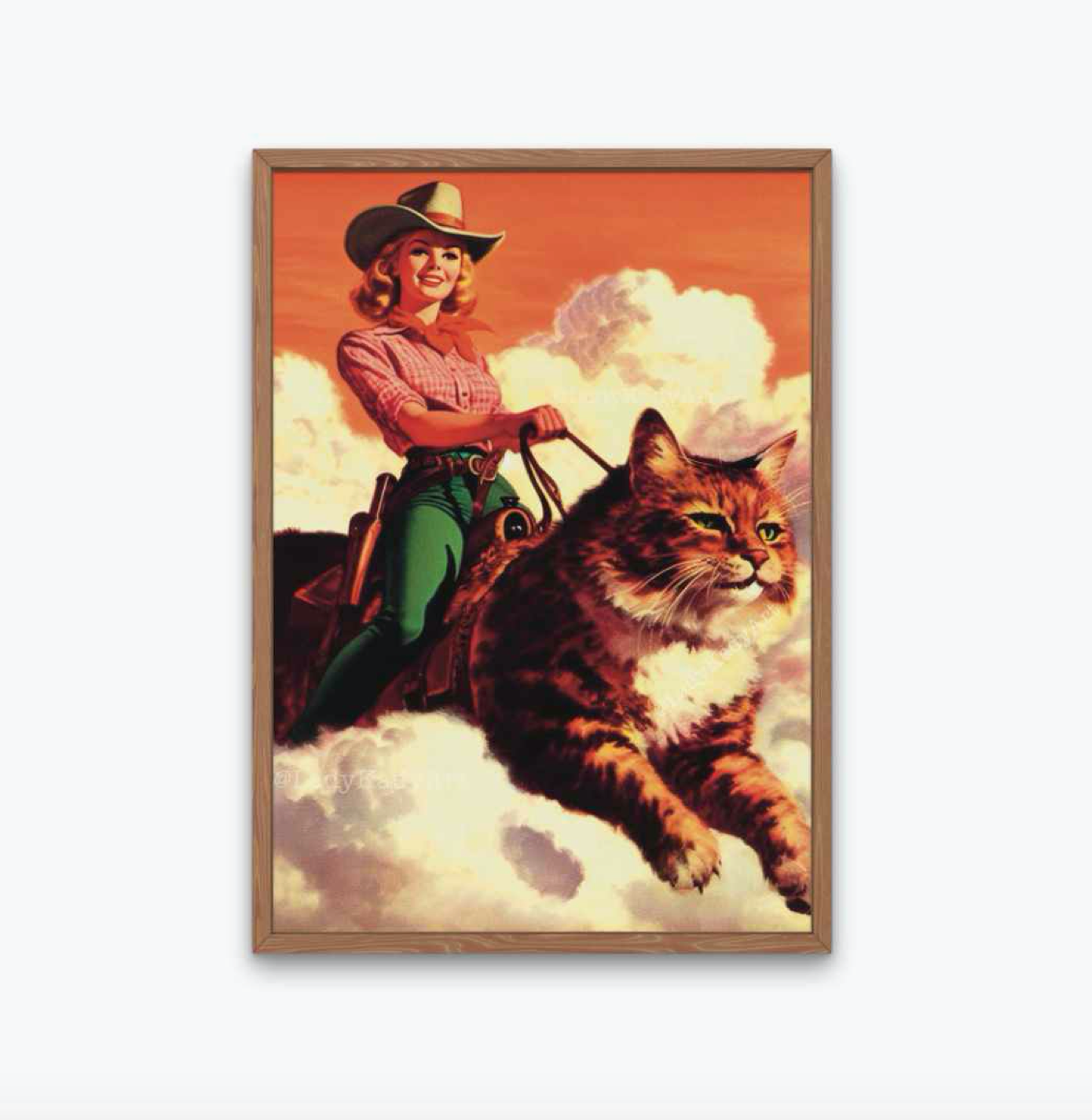 Cowgirl Cat Art Print