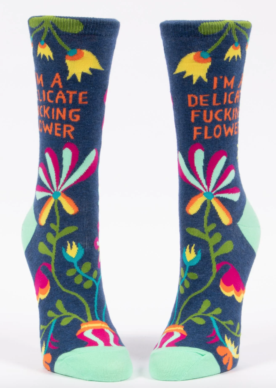 Delicate Fucking Flower Women’s Crew Socks
