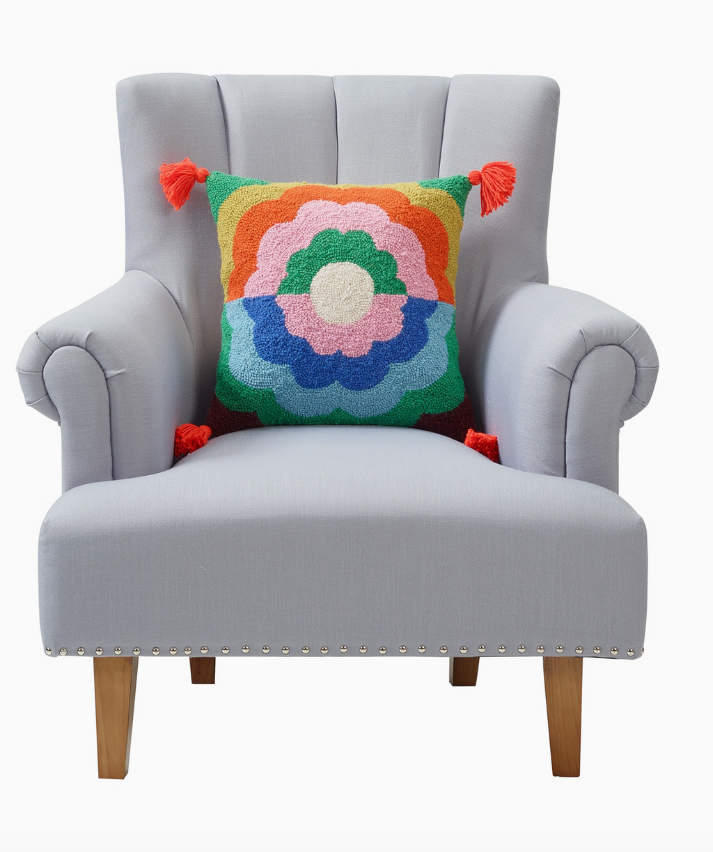 Flip Flop Floral With Tassels Hook Pillow