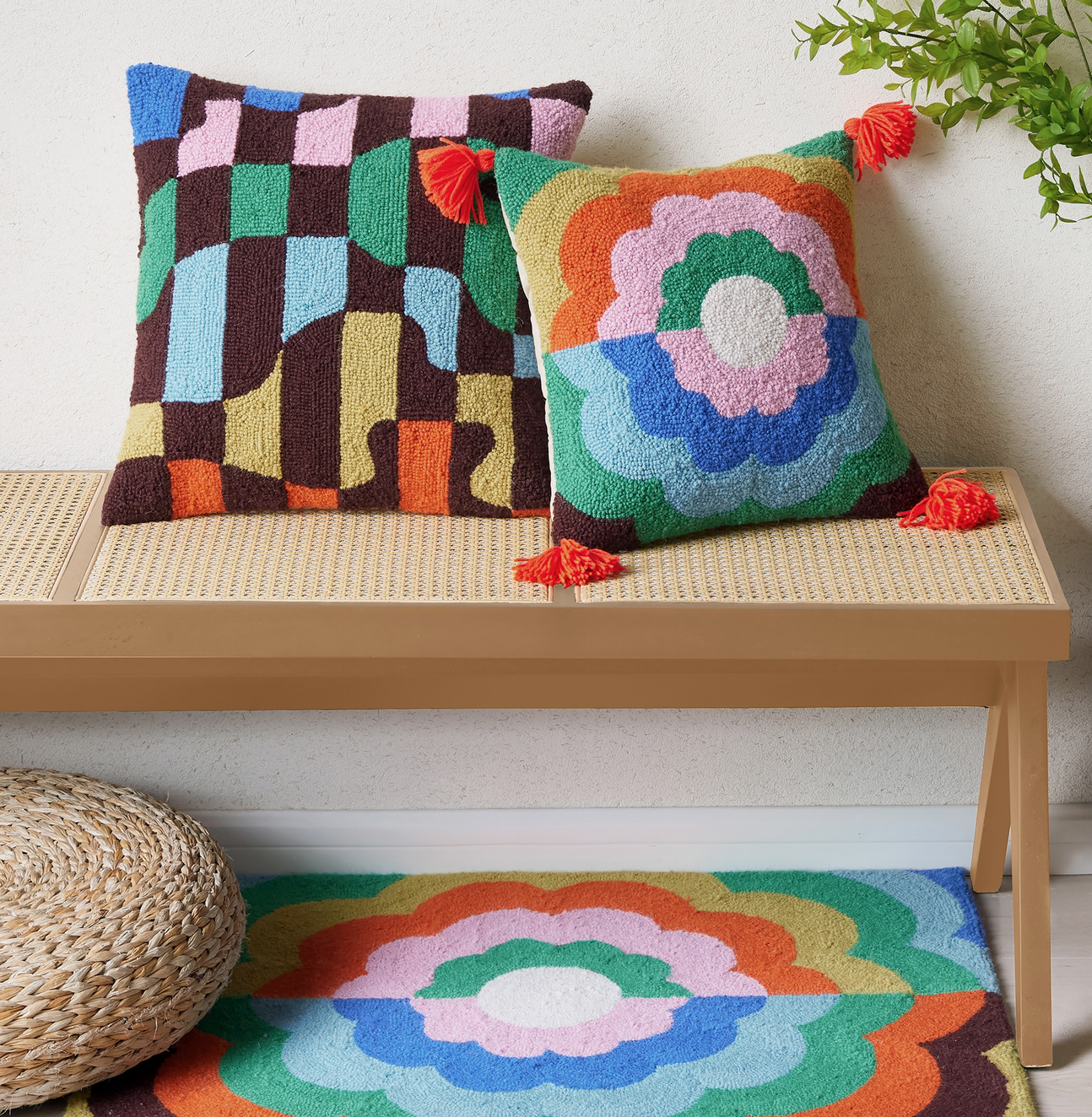 Flip Flop Floral With Tassels Hook Pillow