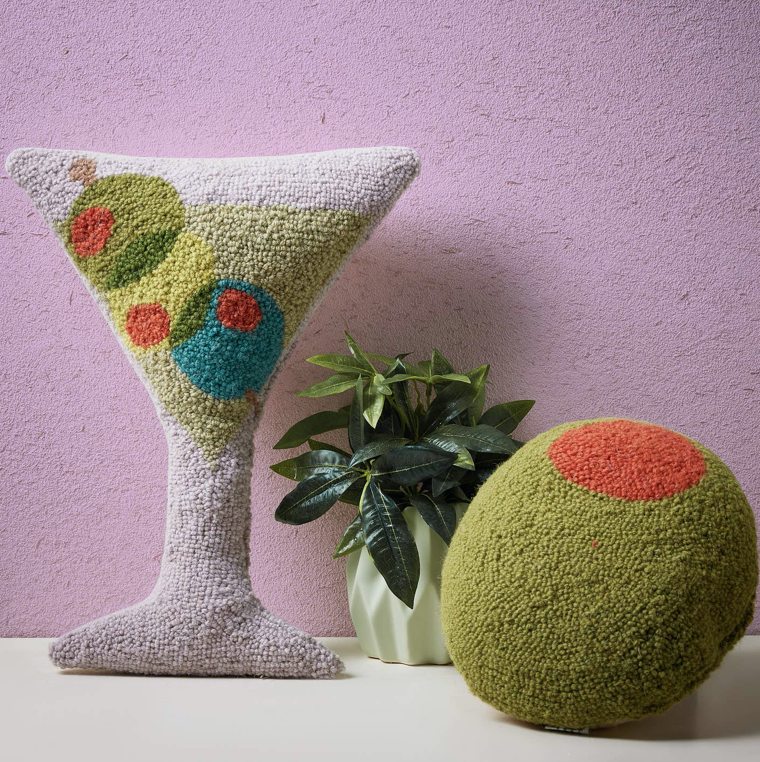 Martini Glass Hook Pillow