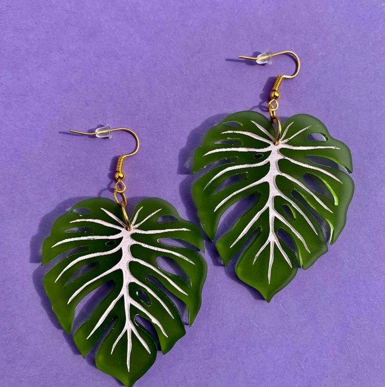 Monstera Leaf Earrings
