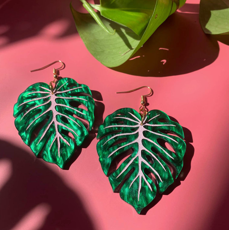 Monstera Leaf Earrings