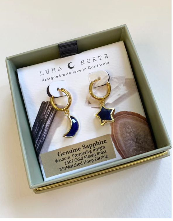 Sky Gazing Mismatched Hoop Earrings- Sapphire