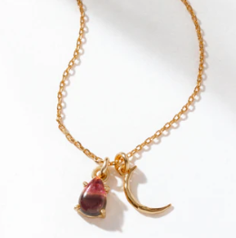 Watermelon Tourmaline Charm Necklace