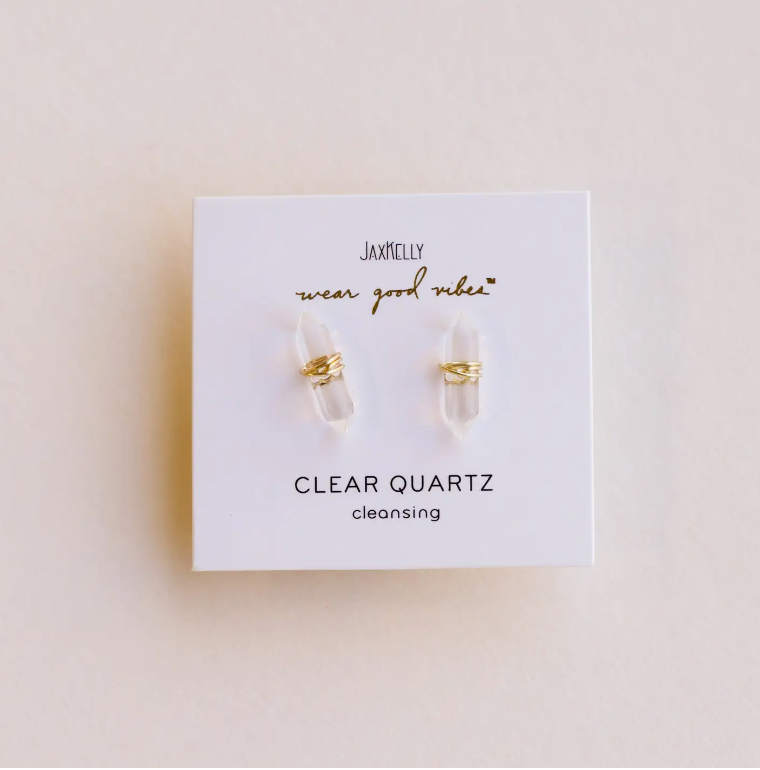 Clear Quartz Mineral Point Earrings