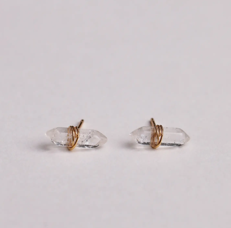 Clear Quartz Mineral Point Earrings