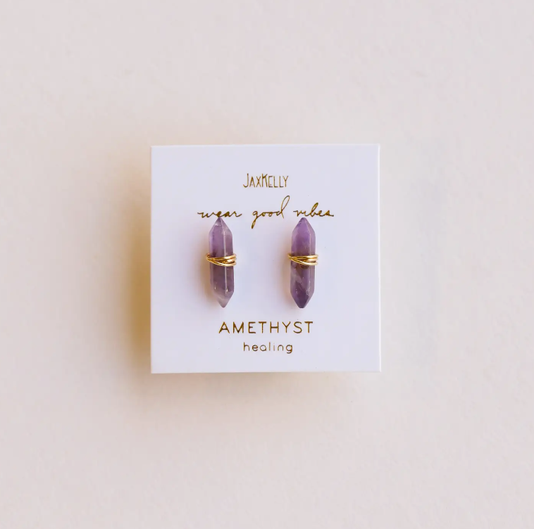 Amethyst Mineral Point Earrings