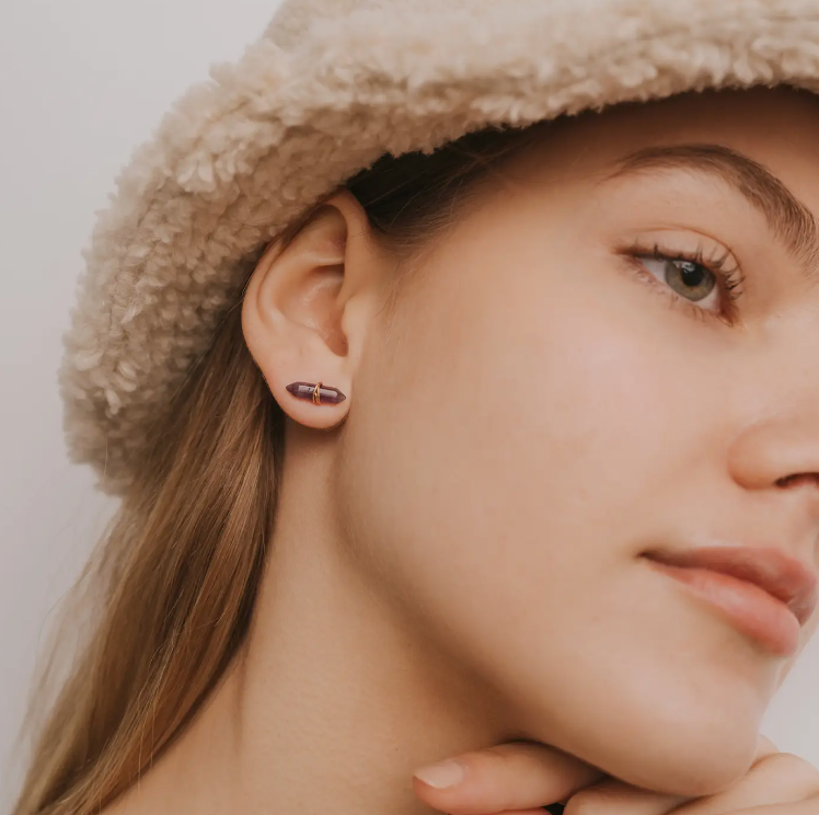 Amethyst Mineral Point Earrings
