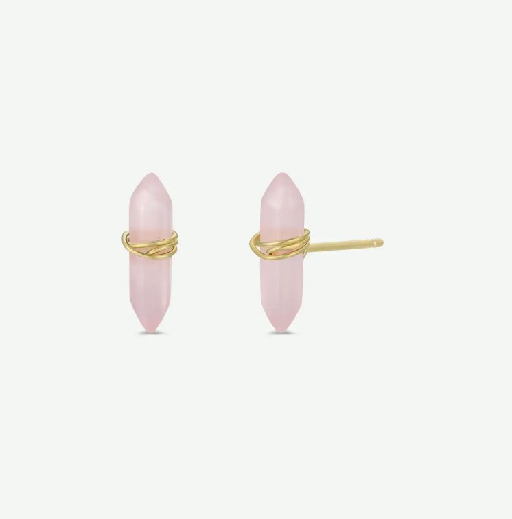 Rose Quartz Mineral Point Earrings