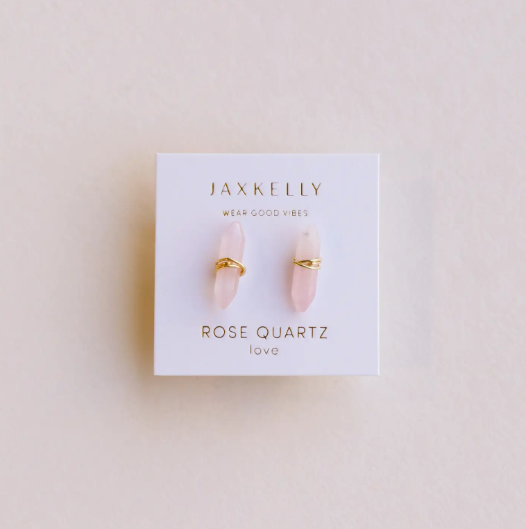 Rose Quartz Mineral Point Earrings