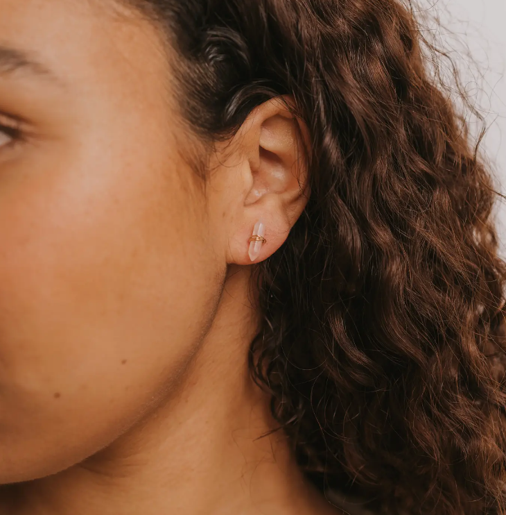 Rose Quartz Mineral Point Earrings
