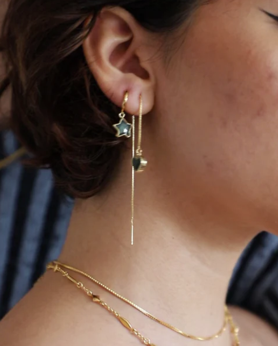 Emerald Heart Threader Earrings