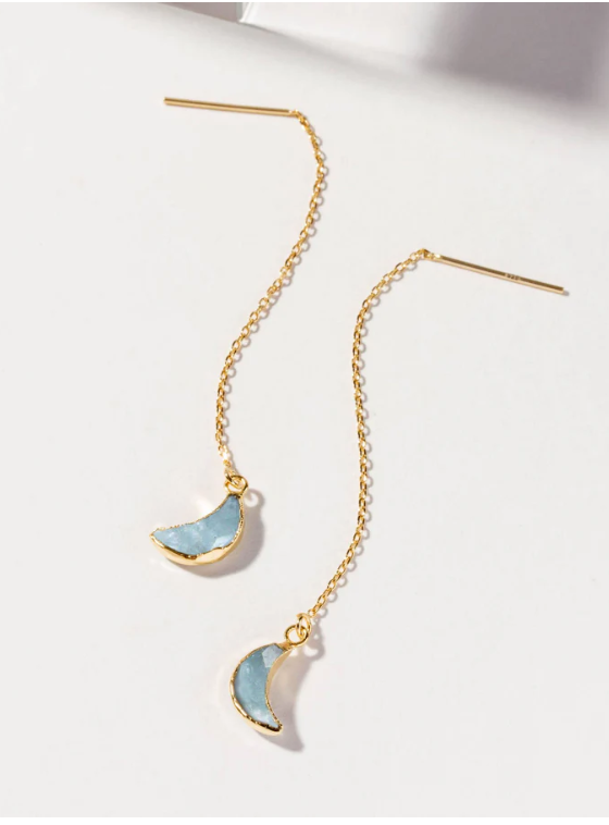 Aquamarine Eclipse Threader Earrings