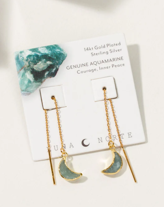 Aquamarine Eclipse Threader Earrings