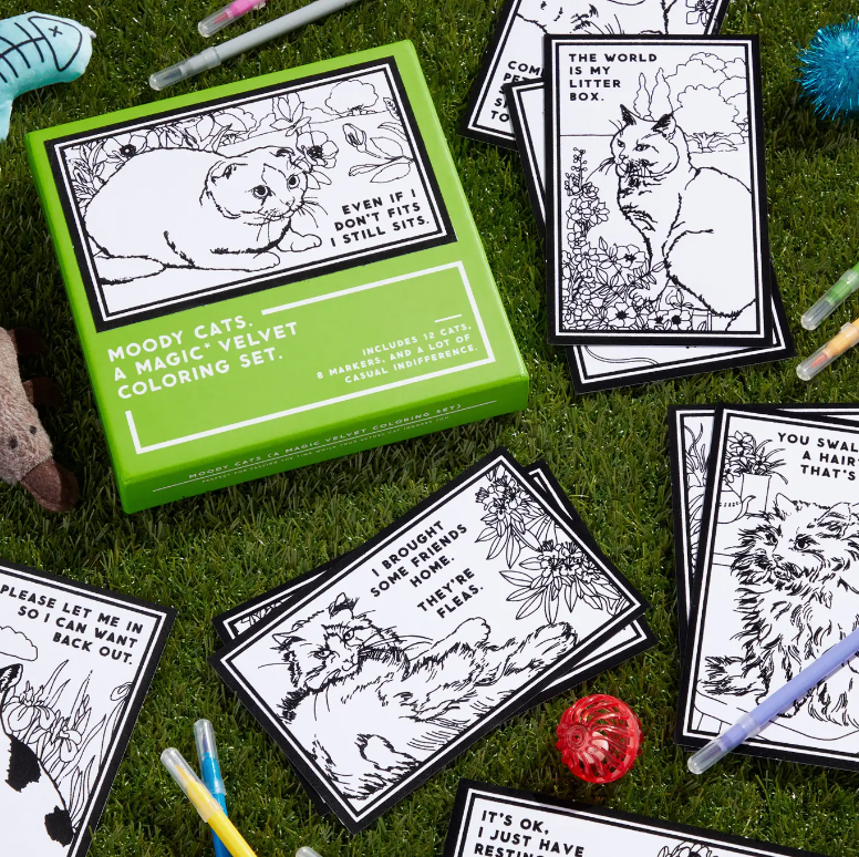 Moody Cats Velvet Coloring Set