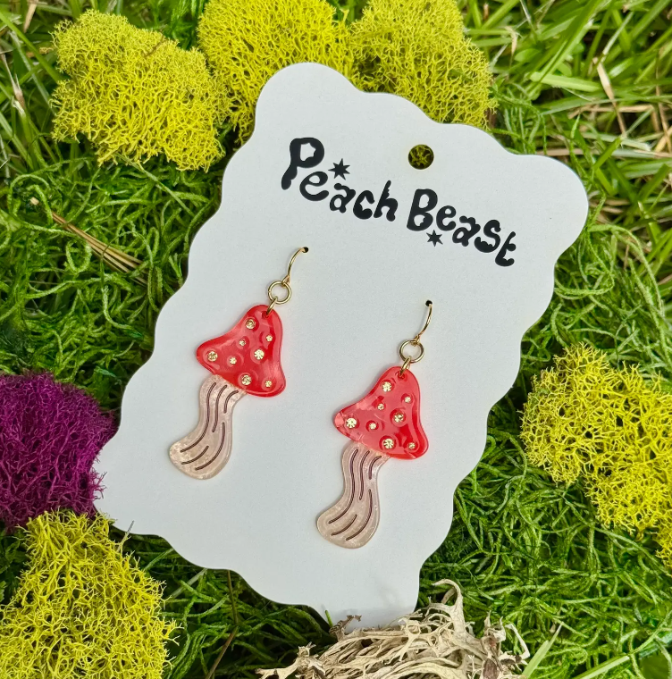 Shroom Earrings Peach Beast