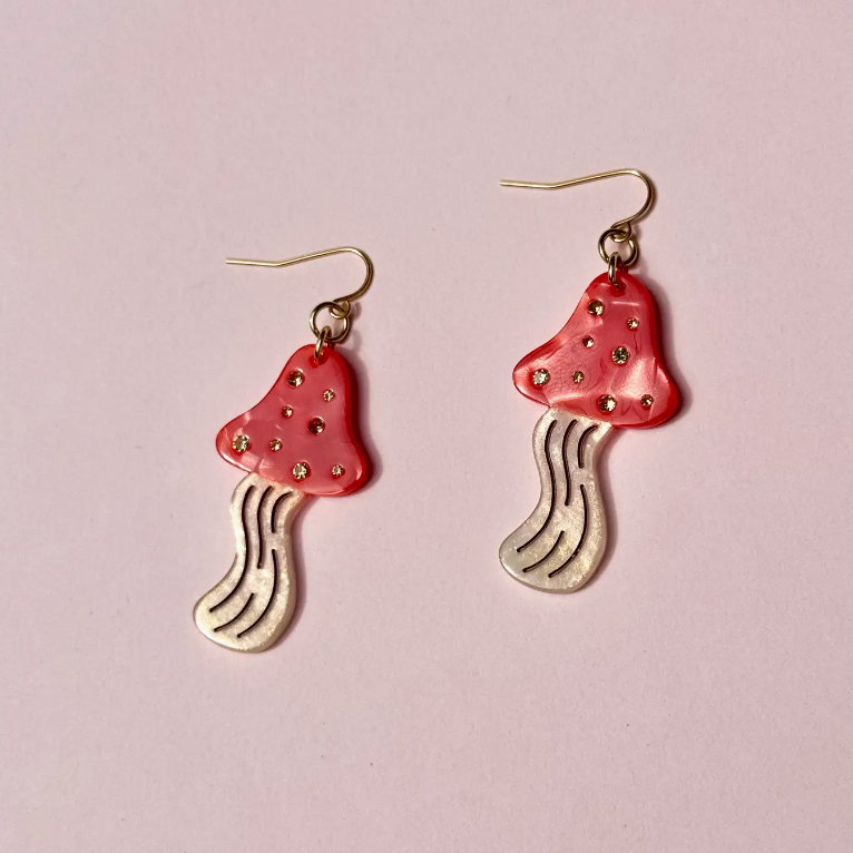 Shroom Earrings Peach Beast