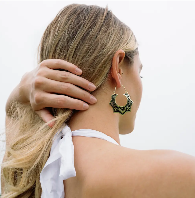 Nisha Lotus Hoop Earrings