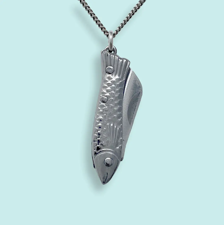 Silver Fish Knife Necklace