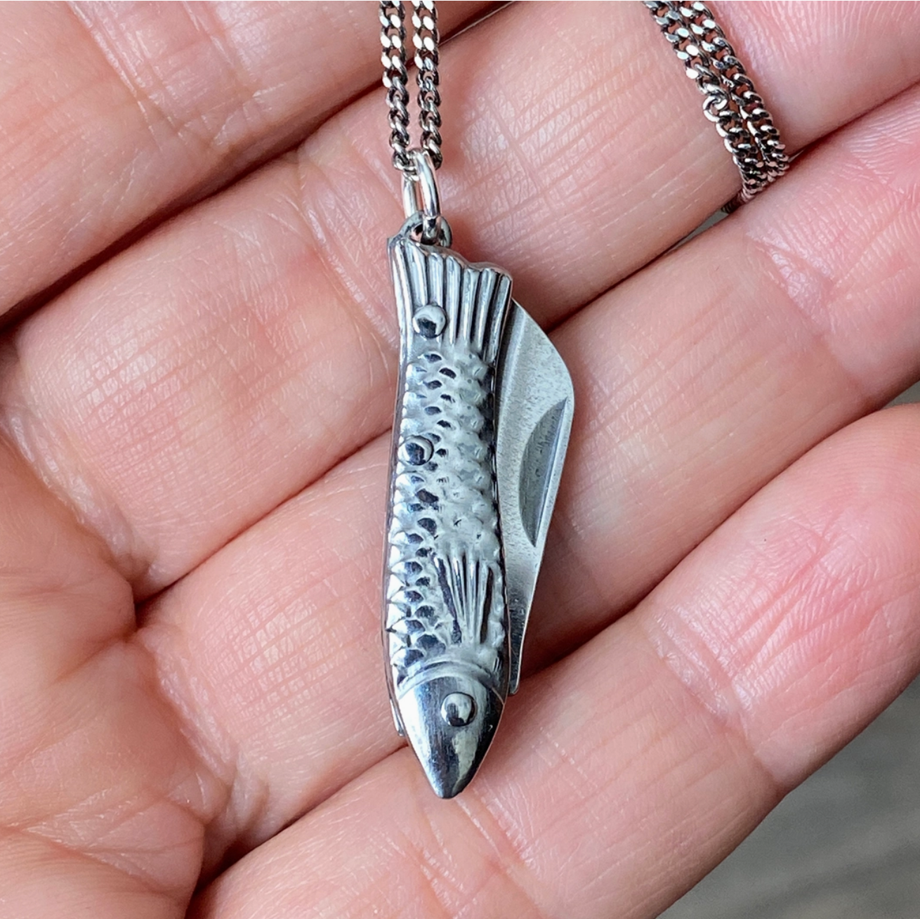 Silver Fish Knife Necklace