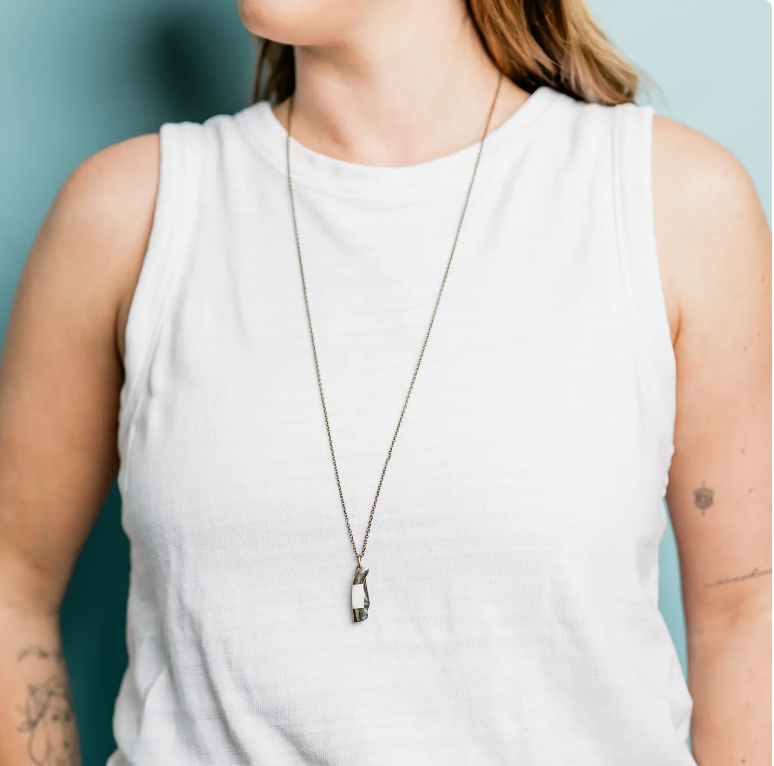 Bone Plated Mini Pocket Knife Necklace