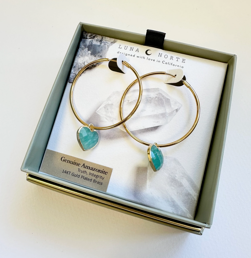 Amazonite Conversation Heart Hoop Earrings