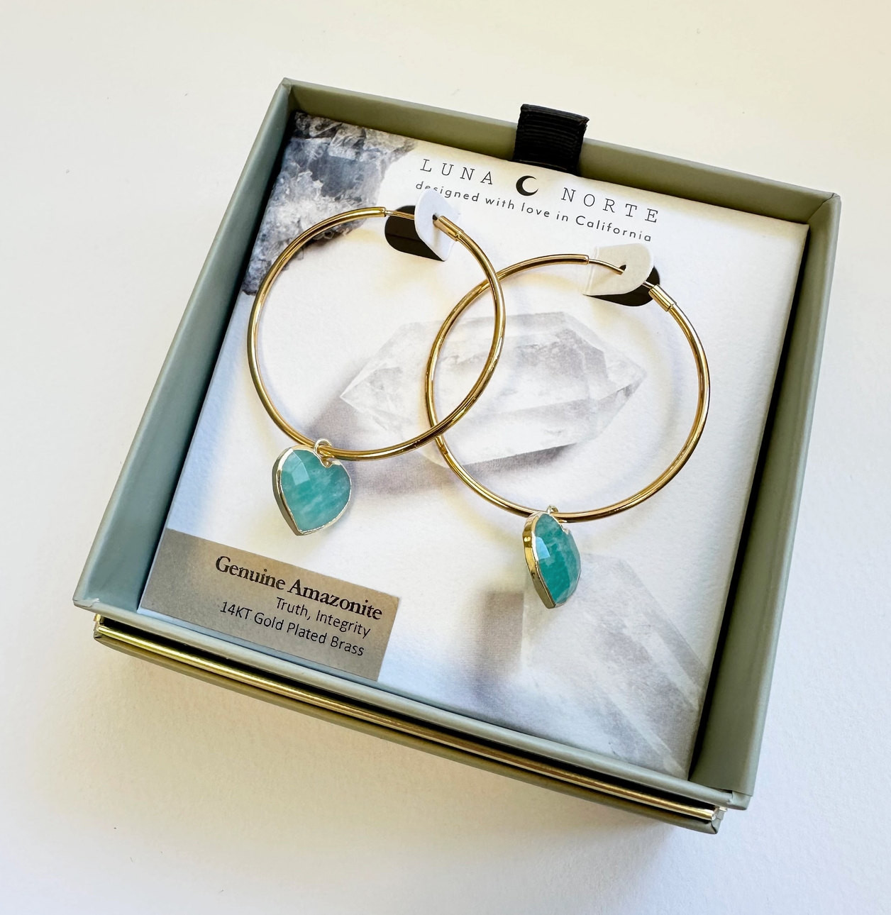 Amazonite Conversation Heart Hoop Earrings
