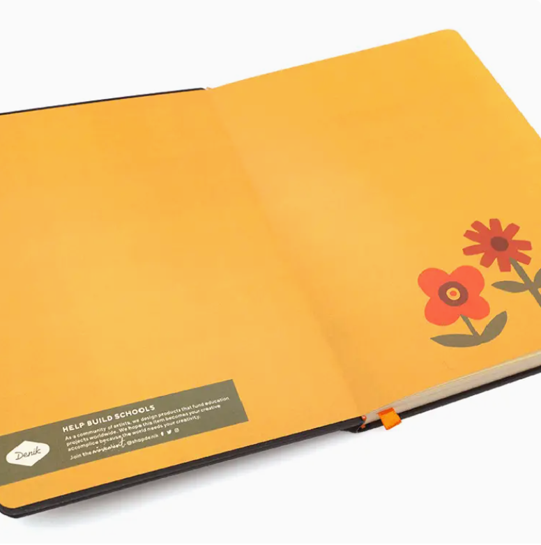 Chunky Flowers Embroidered Vegan Leather Notebook