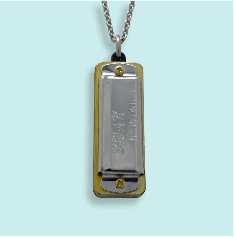 Silver Harmonica Necklace