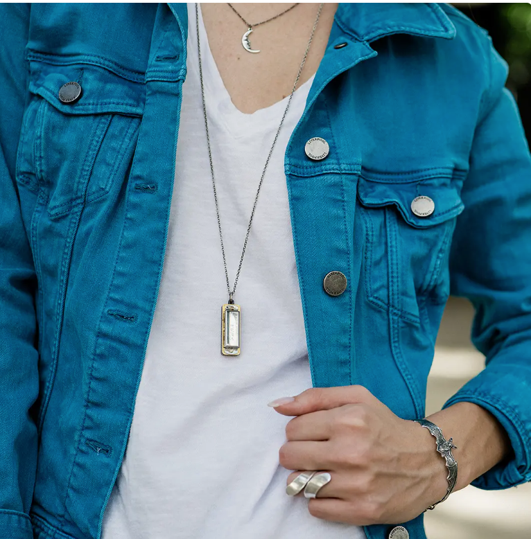 Silver Harmonica Necklace