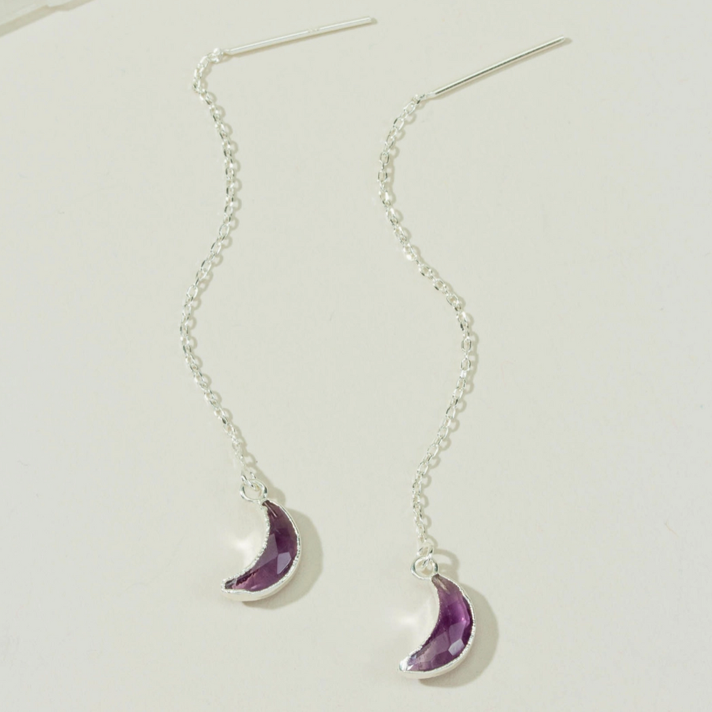 Amethyst Eclipse Threader Earrings