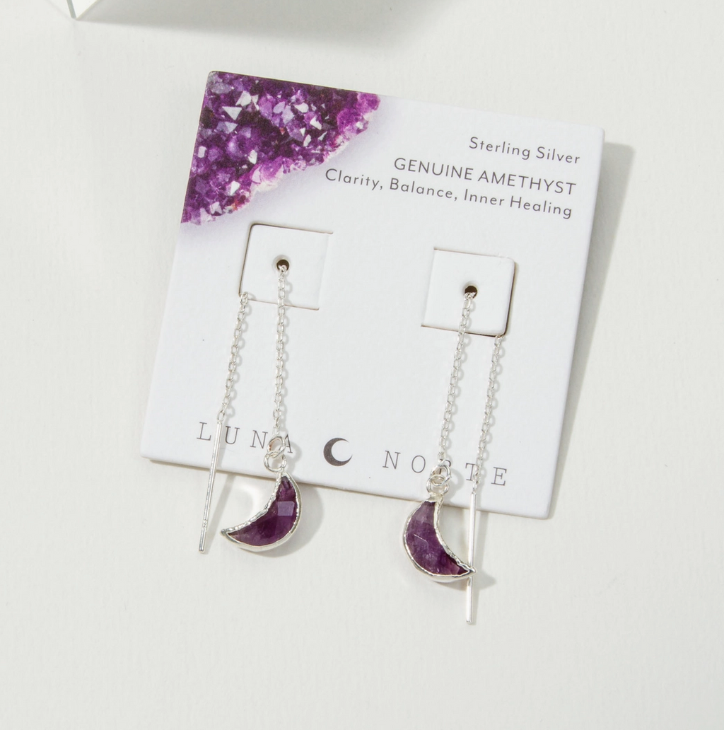 Amethyst Eclipse Threader Earrings